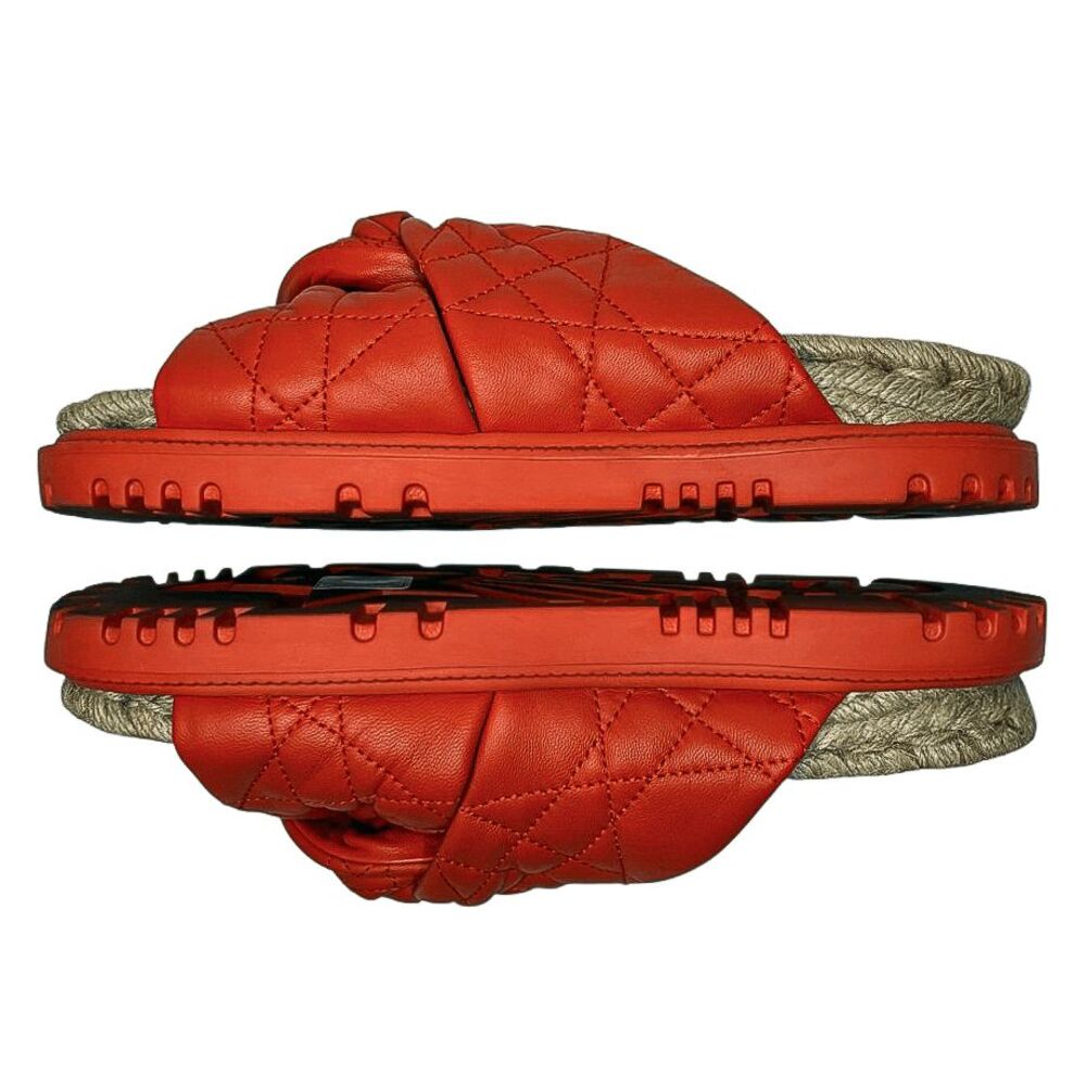 Dior D-Twist Cannage Quilted Orange Slides EU 36.5 Designer Sandals Slip On Flat - Picture 8 of 13